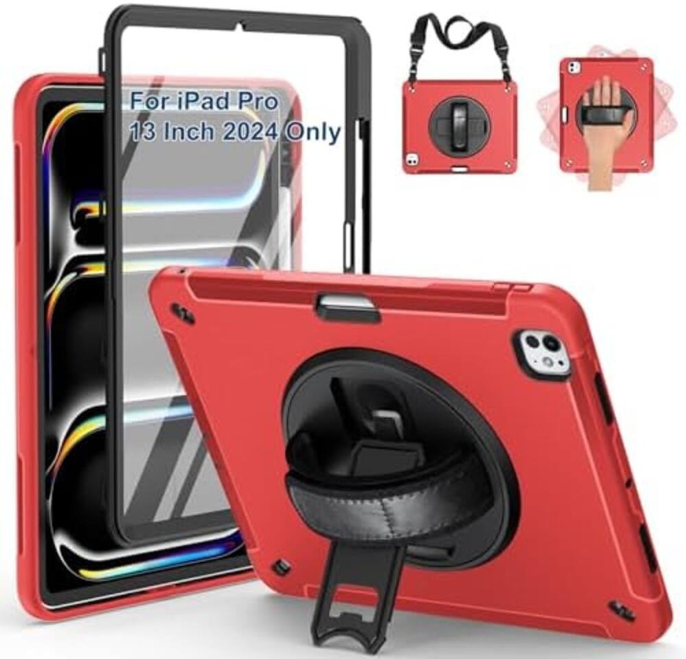 Red & Black Case for iPad Pro 13" 2024 7th Gen Military Shockproof